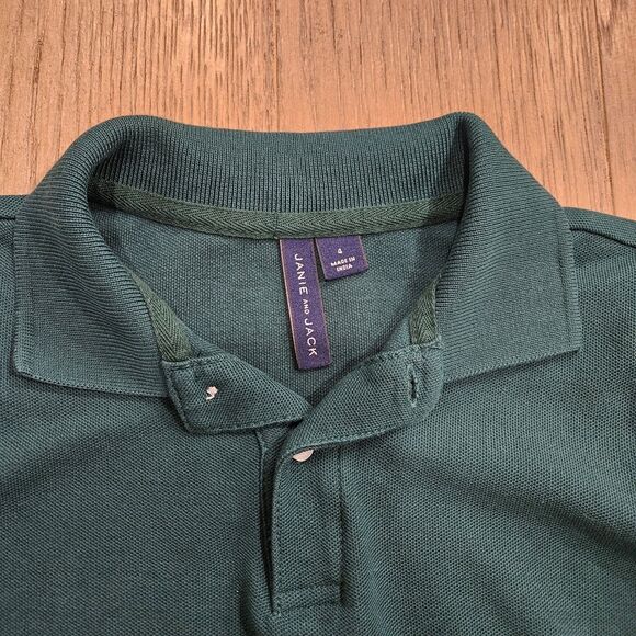Janie and Jack Green  Polo Long Sleeve Shirt Size 4T - Picture 2 of 4